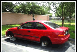 Non-running car on blocks — we buy vehicles that don't run